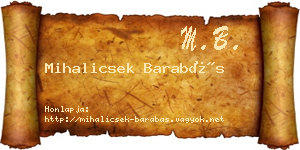 Mihalicsek Barabás névjegykártya